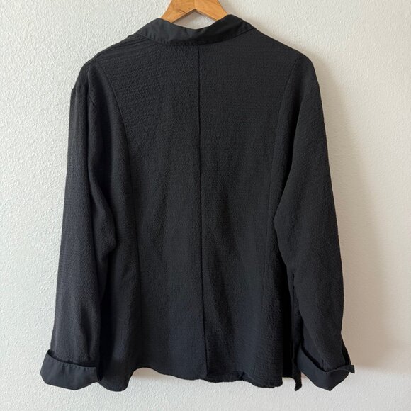 Unique Spectrum Stretch Black Crinkled Button Down Shirt Size 26W/28W - Picture 7 of 9